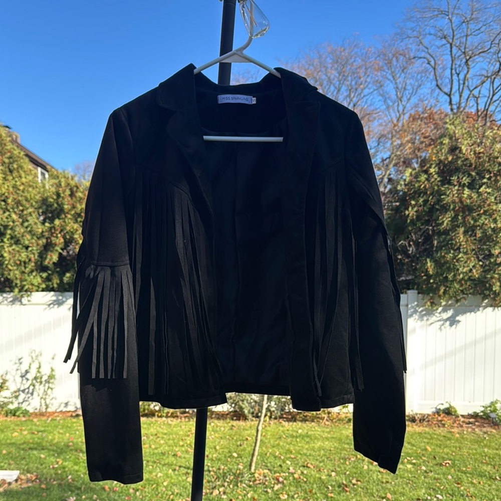 Chic Black Fringe Women's Blazer
